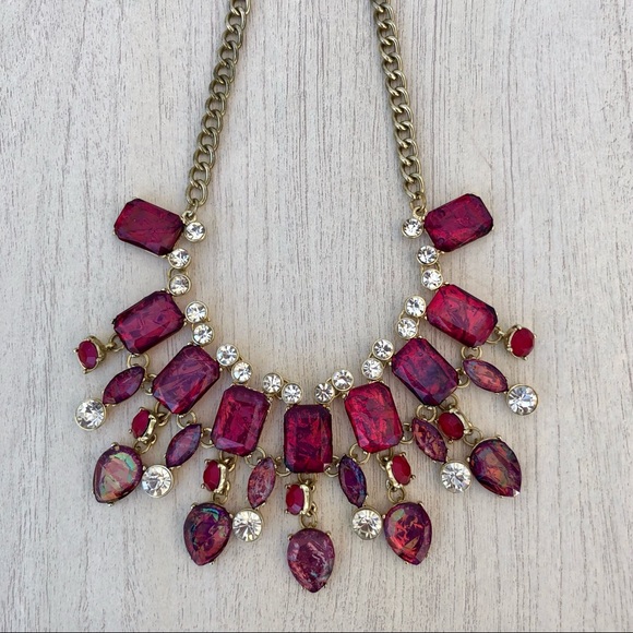 Ruby Red Iridescent Ornate Necklace - Picture 6 of 12